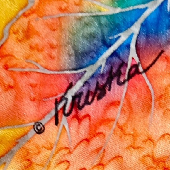 Kriska handmade Leaf Pattern Scarf rectangular cutout 67 inches - Picture 7 of 7